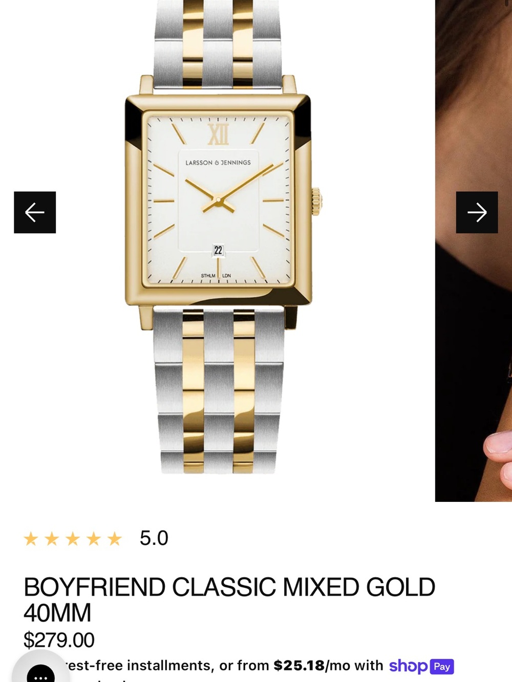 Larsson & Jennings Boyfriend Classic Mixed Gold 40mm Watch - White Dial